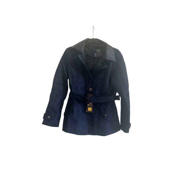 NWT Emporio Collezione ButtonDown Belted Jacket Navy Size Med - Picture 1 of 12
